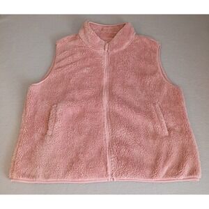 White Mark Cozy Collection Sherpa  Faux Fur Vest Pink Size 2X Soft Cozy Chic